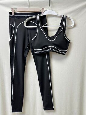 ALO Black Tank Top & Stretch Pants — Size M